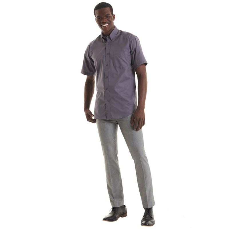 Mens-Pinpoint-Oxford-Half-Sleeve-Shirt